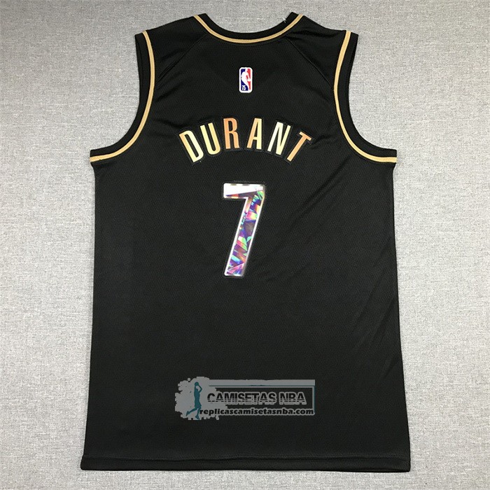 Camiseta Golden Edition Brooklyn Nets Kevin Durant NO 7 2021-22 Negro